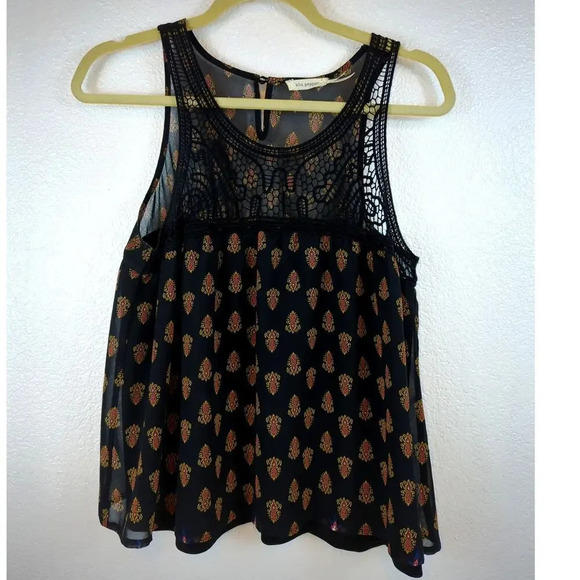 Blue Pepper Crochet/ Gauze Tank Black /Salmon Size Medium - Picture 2 of 11